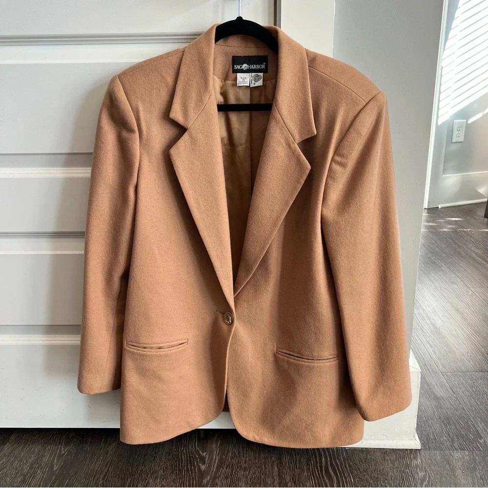 Sag Harbor 100% Pure Wool Women's Tan Blazer